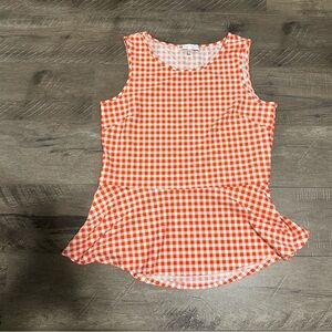 NWOT Jude Connally Millie Top Peplum Hem Orange Gingham L